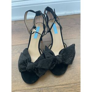 Draper James Embellished Livia Heel Ankle Strap Sandal Black Women Sz 7 NWT